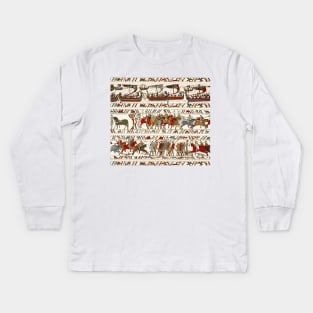 THE BAYEUX TAPESTRY ,BATTLE OF HASTINGS ,NORMAN KNIGHTS AND VIKING SHIPS Kids Long Sleeve T-Shirt